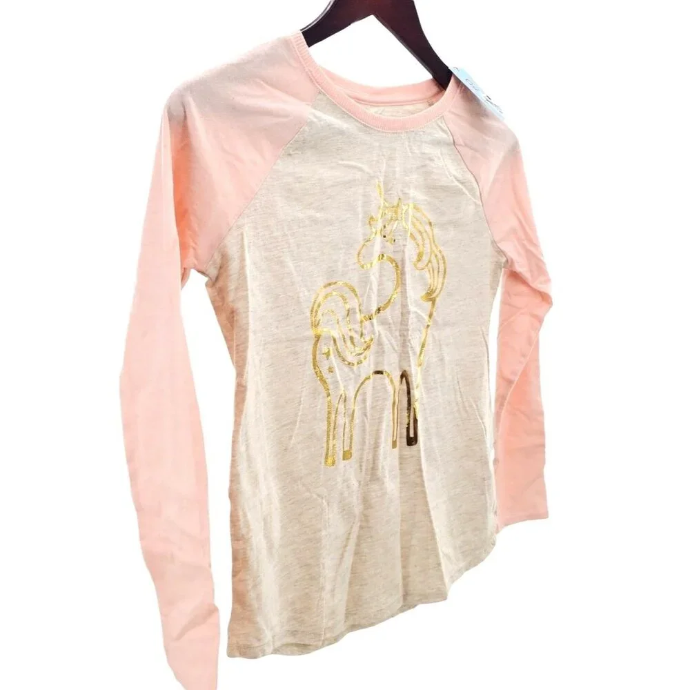 Cat & Jack L Kid Shirt Girl Unicorn Long Sleeve Graphic Top Lightweight Pullover